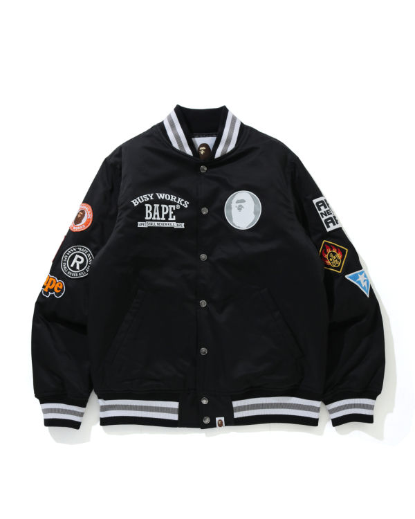 Chaquetas Bape Archive Patch Puffer Nylon Varsity Hombre Negros | 751802-MHN