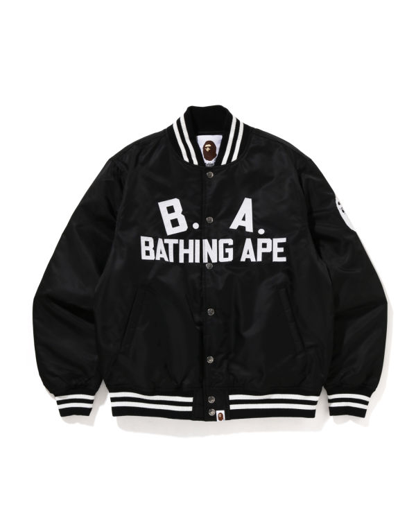 Chaquetas Bape B.A Nylon Varsity Hombre Negros | 167420-EHQ