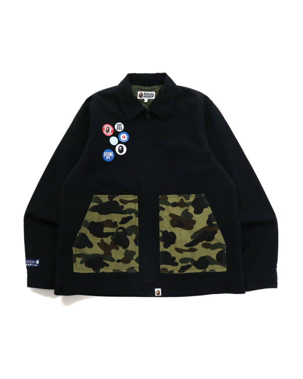 Chaquetas Bape Badge Motif Zip Blouson Hombre Negros | 946210-TXJ