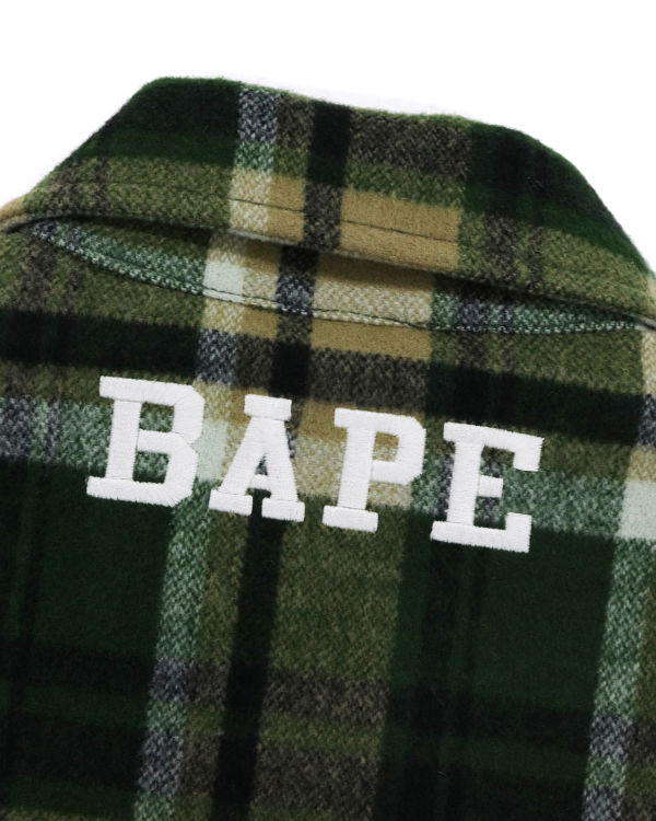 Chaquetas Bape Check Zip CPO Hombre Verdes | 032946-OXQ