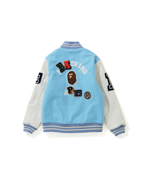 Chaquetas Bape Crazy Patch Varsity Hombre Azules | 154238-FBZ