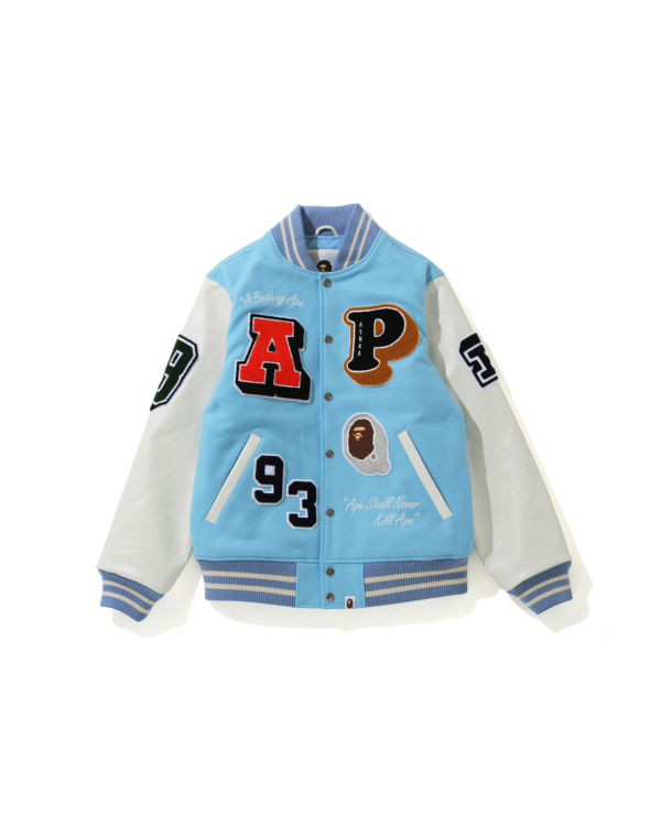 Chaquetas Bape Crazy Patch Varsity Hombre Azules | 154238-FBZ