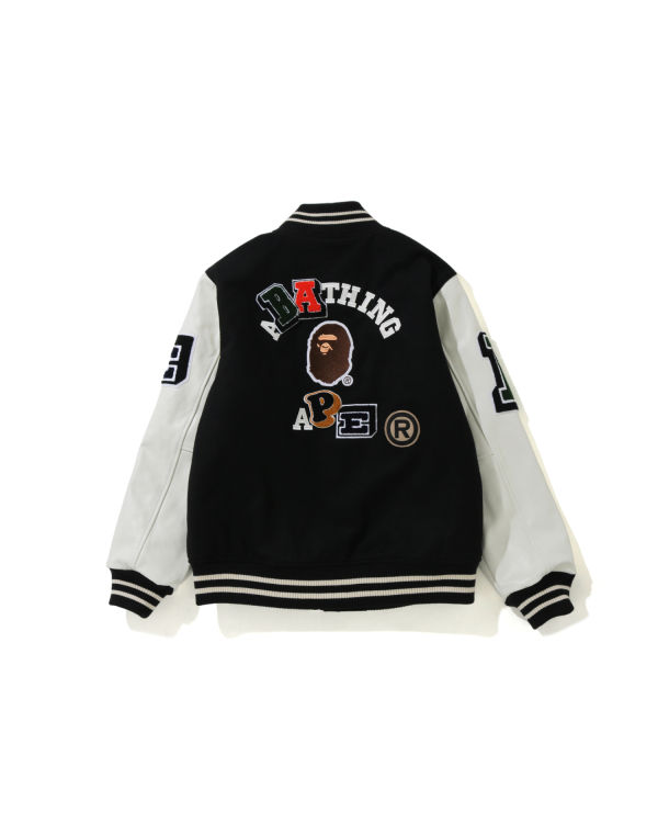 Chaquetas Bape Crazy Patch Varsity Hombre Negros | 718560-RCL