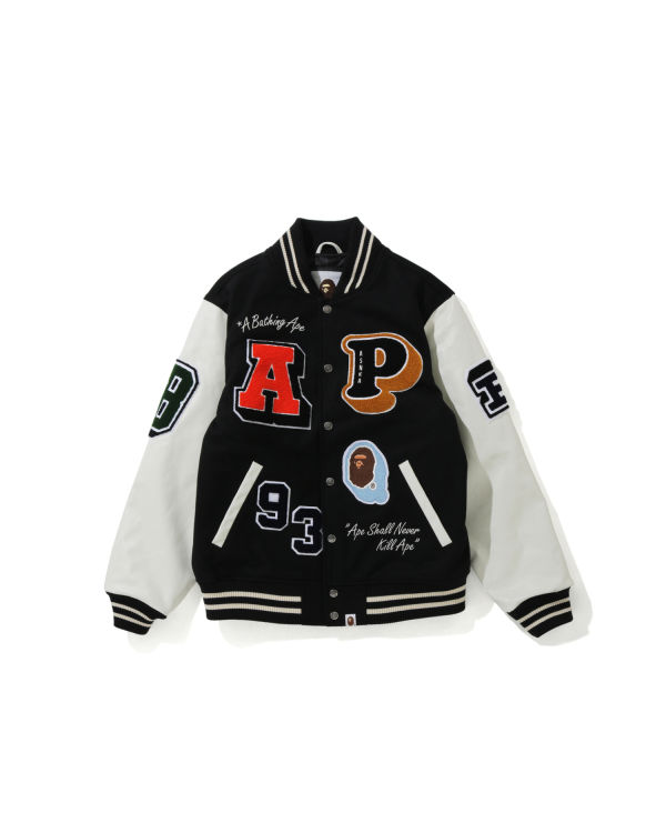 Chaquetas Bape Crazy Patch Varsity Hombre Negros | 718560-RCL