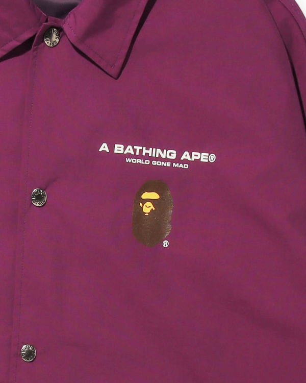 Chaquetas Bape Estampados Relaxed Fit Coach Hombre Morados Oscuro | 305871-DUF