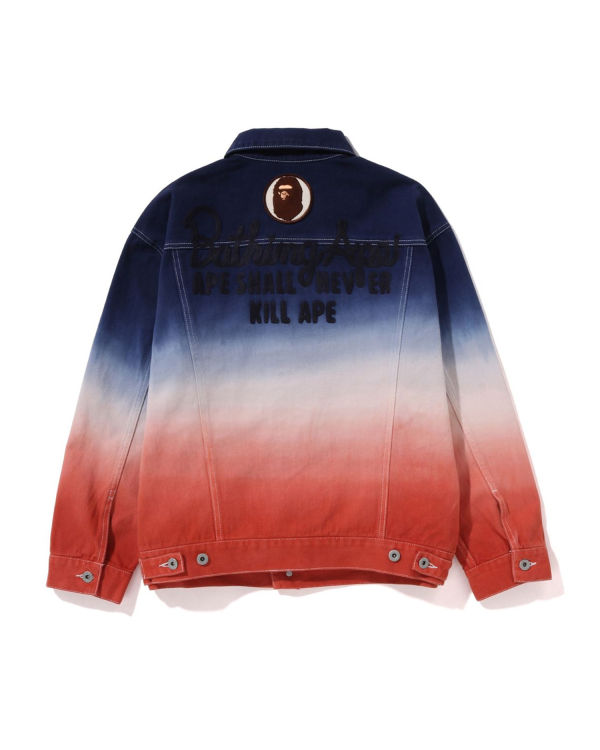 Chaquetas Bape Gradation Champion Denim Mujer Azul Marino Blancos Rojos | 079251-IED