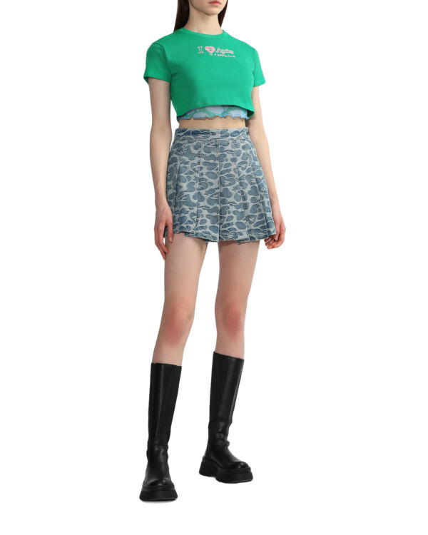 Falda Bape Pattern pleated mini Mujer Azules | 874953-ZBD