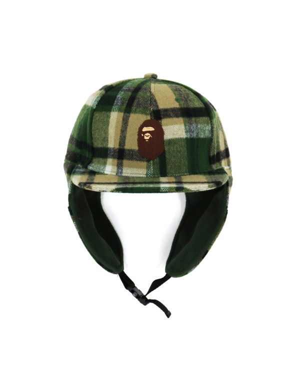 Gorras Bape Check Earmuffs Hombre Verdes | 640129-PMO