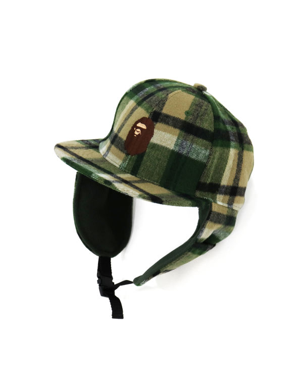 Gorras Bape Check Earmuffs Hombre Verdes | 640129-PMO