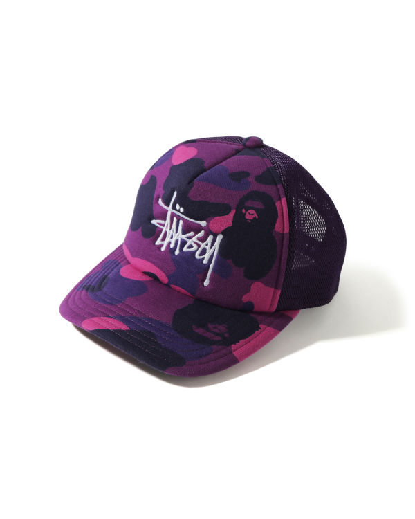 Gorras Bape X Stussy Trucker Hombre Morados | 768341-WAZ