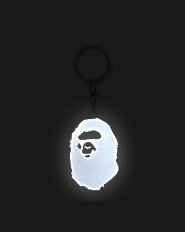 Llaveros Bape Ape Head Reflective Hombre Negros | 049635-CBJ