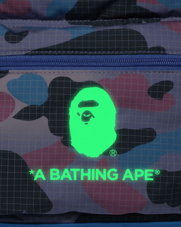 Mochilas Bape Grid Camo Glow In The Dark Padding Niños Morados | 692401-MOH