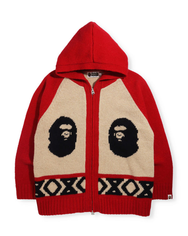 Prendas De Punto Bape Ape Head Zip Hombre Rojos Claro | 870543-BHO