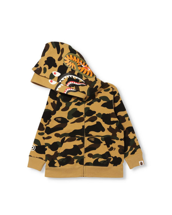 Sudadera Con Capucha Bape 1st Camo Shark Zip Double Hood Niños Kaki | 234608-NLQ