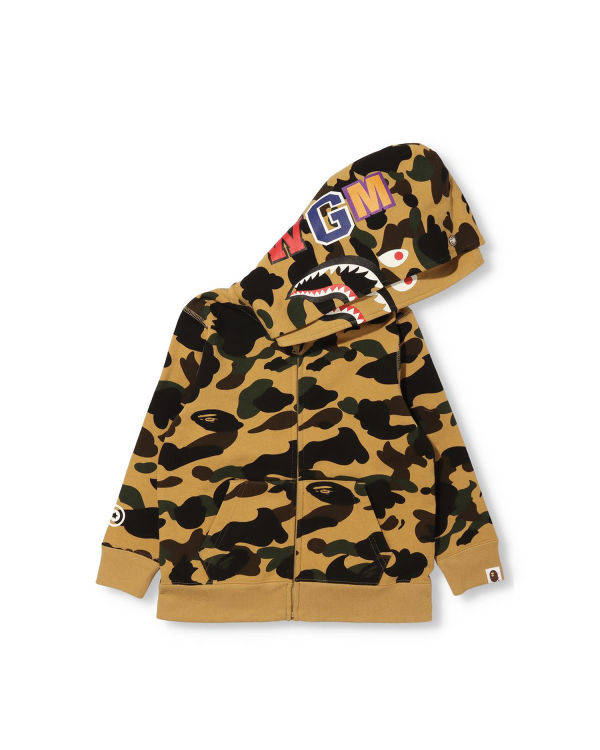 Sudadera Con Capucha Bape 1st Camo Shark Zip Double Hood Niños Kaki | 234608-NLQ