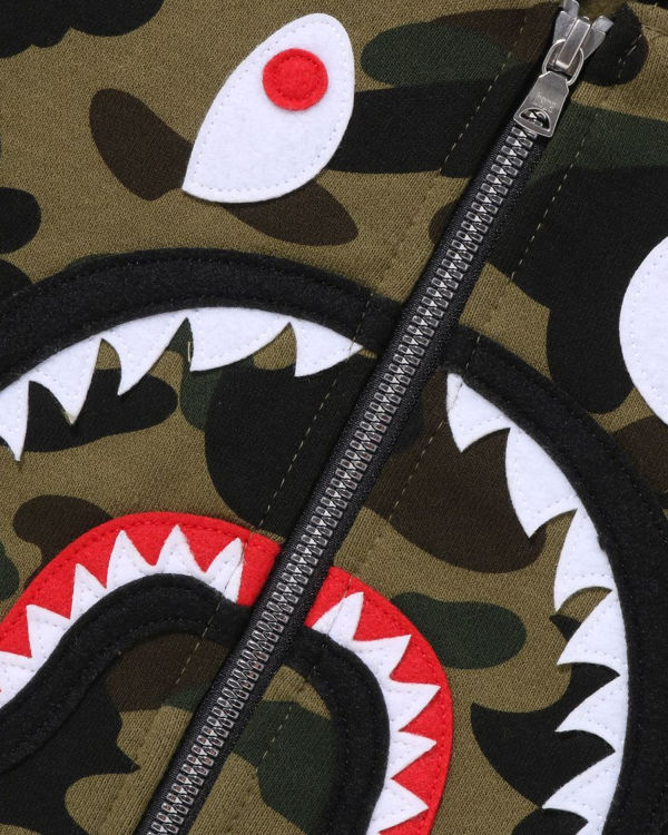 Sudadera Con Capucha Bape 1st Camo Shark Patch Zip Niños Verdes | 567349-AVR