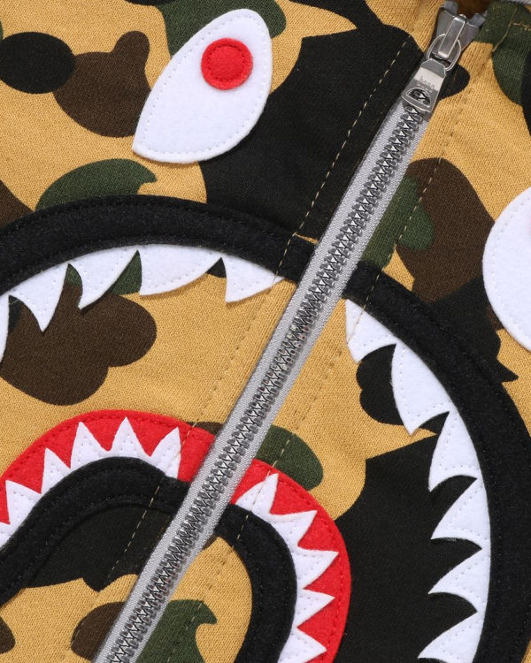 Sudadera Con Capucha Bape 1st Camo Shark Patch Zip Niños Amarillos | 716042-WMR