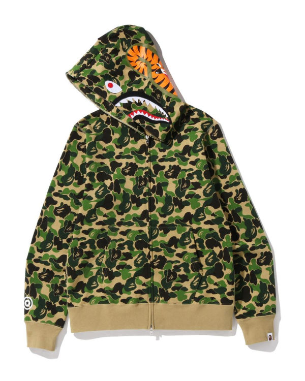 Sudadera Con Capucha Bape ABC Camo Shark Full Zip Hombre Verdes | 037218-YBJ