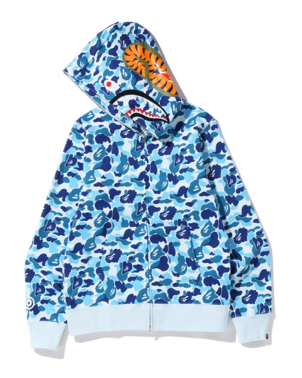 Sudadera Con Capucha Bape ABC Camo Shark Full Zip Hombre Azules | 307429-RFQ