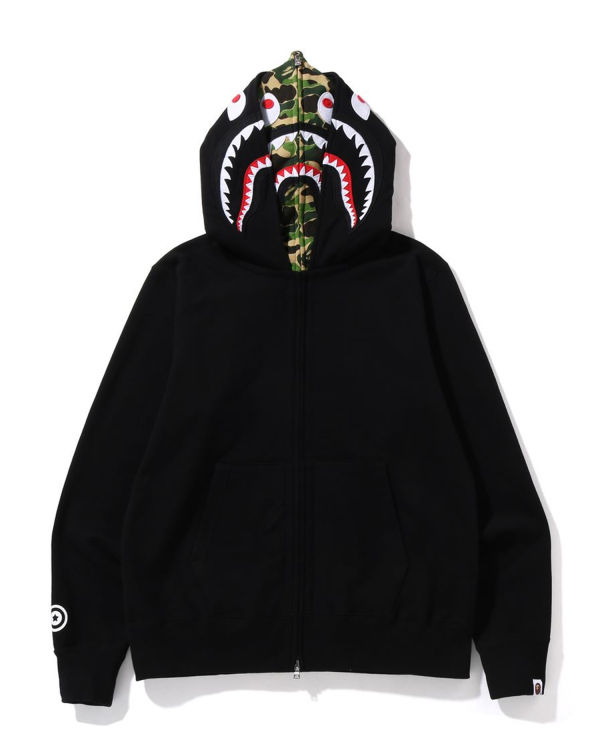 Sudadera Con Capucha Bape ABC Camo Shark Anchos Fit Full Zip Hombre Negros | 509681-SXR