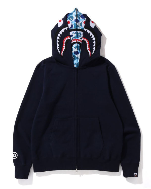 Sudadera Con Capucha Bape ABC Camo Shark Anchos Fit Full Zip Hombre Azules | 630179-DSV