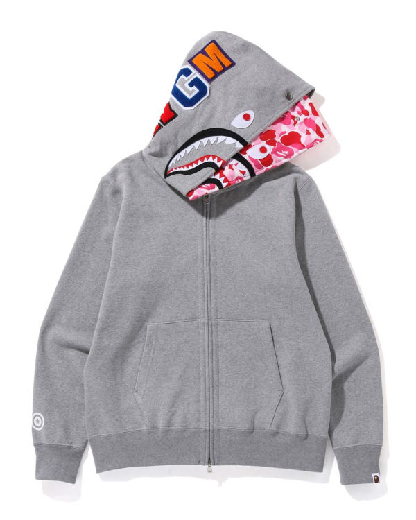 Sudadera Con Capucha Bape ABC Camo Shark Anchos Fit Full Zip Hombre Grises | 935641-IXQ