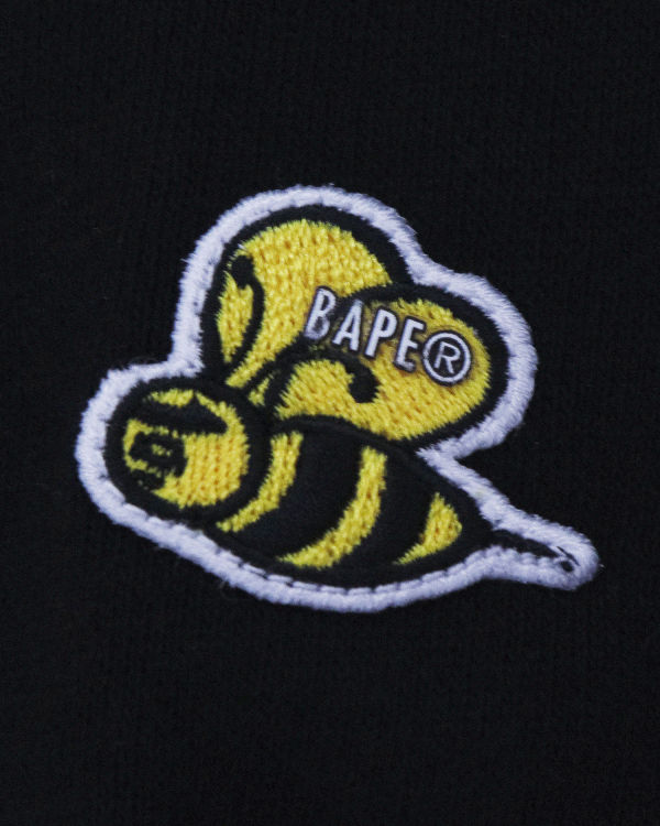 Sudadera Con Capucha Bape Badge Motif Loose Fit Pullover Hombre Negros | 213046-QXP