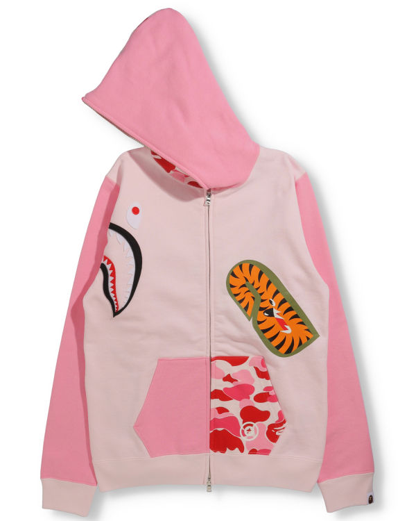 Sudadera Con Capucha Bape Big ABC Camo Multi Shark Full Zip Mujer Rosas | 196357-RZU