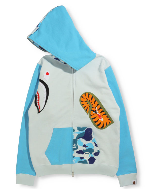 Sudadera Con Capucha Bape Big ABC Camo Multi Shark Full Zip Mujer Azules | 391754-RPE