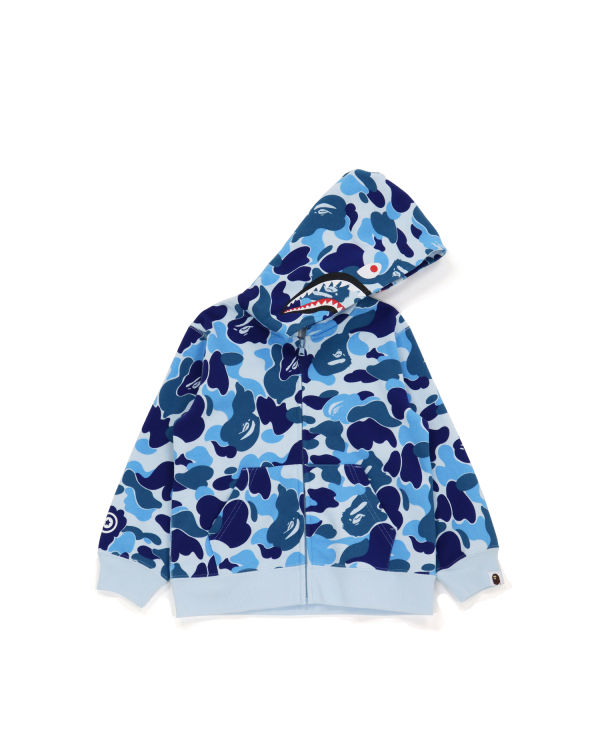 Sudadera Con Capucha Bape Big ABC Camo Shark Zip Niños Azules | 186402-ZPY