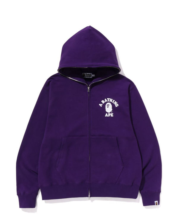 Sudadera Con Capucha Bape College Relaxed Fit Full Zip Hombre Morados | 148603-PZY