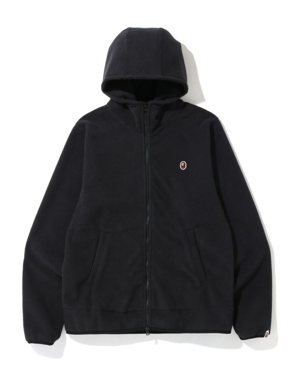 Sudadera Con Capucha Bape Fleece one point zip Hombre Negros | 082594-RAP