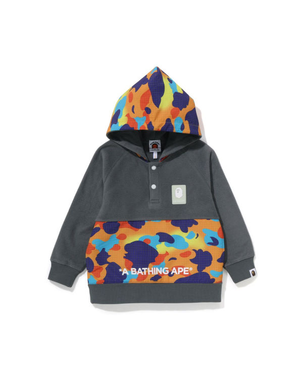 Sudadera Con Capucha Bape Grid Camo Half Snap Fleece Pullover Niños Grises | 469503-NPU