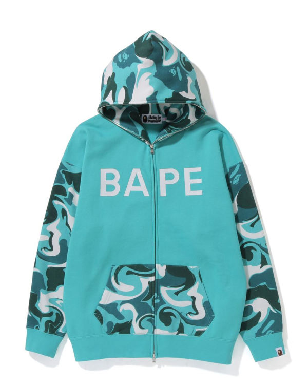 Sudadera Con Capucha Bape Marble Camo Oversized Full Zip Mujer Verde Menta | 496572-VIY