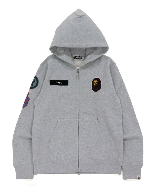 Sudadera Con Capucha Bape Military Patch Heavy Weight Hombre Grises | 538749-OKM