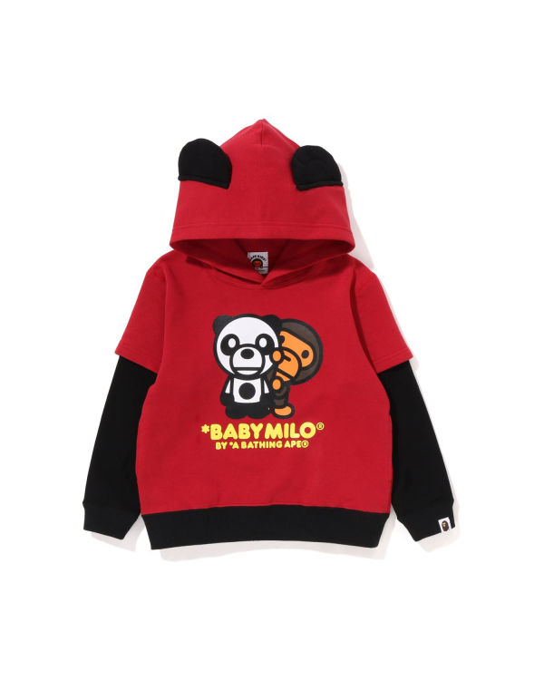 Sudadera Con Capucha Bape Milo Panda Layered Pullover Niños Rojos Claro | 108465-JEH