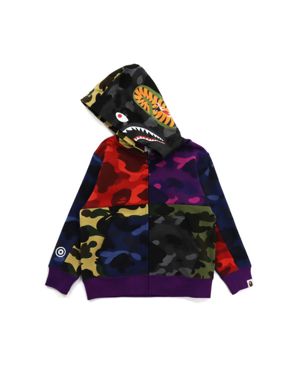 Sudadera Con Capucha Bape Mix Camo Crazy Shark Zip Niños Multicolor | 946872-HGM