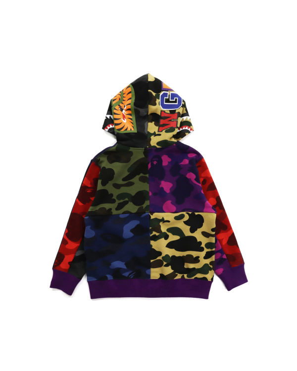 Sudadera Con Capucha Bape Mix Camo Crazy Shark Zip Niños Multicolor | 946872-HGM