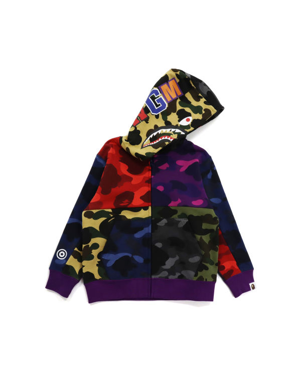 Sudadera Con Capucha Bape Mix Camo Crazy Shark Zip Niños Multicolor | 946872-HGM