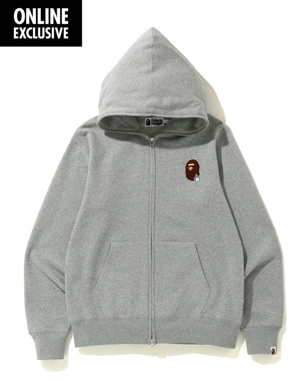 Sudadera Con Capucha Bape Online full zip Hombre Grises Claro | 210698-LRM