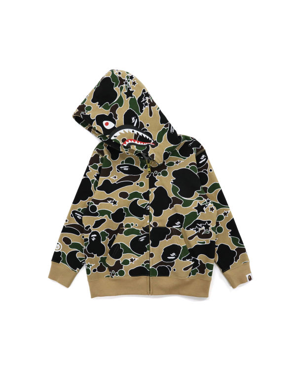 Sudadera Con Capucha Bape STA Camo Shark Zip Niños Kaki | 374890-QPO