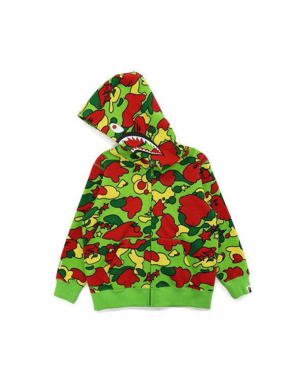 Sudadera Con Capucha Bape STA Camo Shark Zip Niños Verdes Rojos Amarillos | 517290-KFA