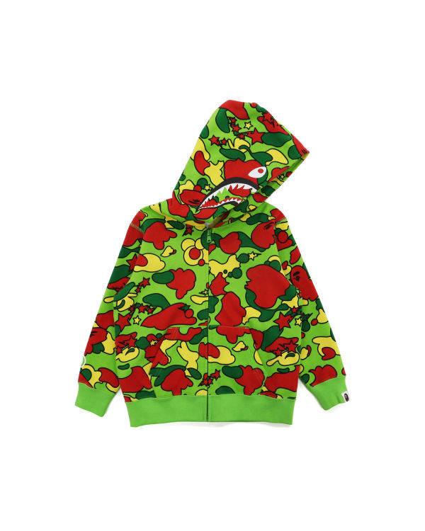 Sudadera Con Capucha Bape STA Camo Shark Zip Niños Verdes Rojos Amarillos | 517290-KFA