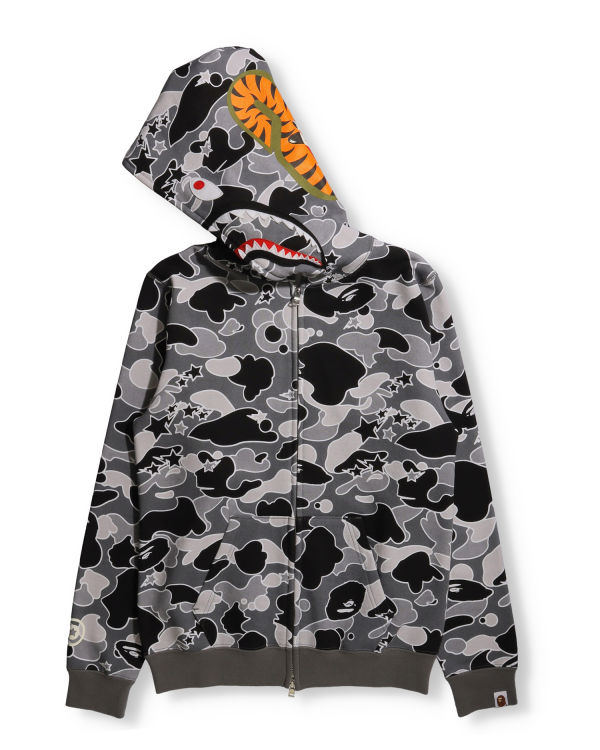 Sudadera Con Capucha Bape STA Camo Shark Full Zip Mujer Negros | 683072-GOM