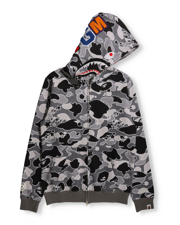 Sudadera Con Capucha Bape STA Camo Shark Full Zip Mujer Negros | 683072-GOM