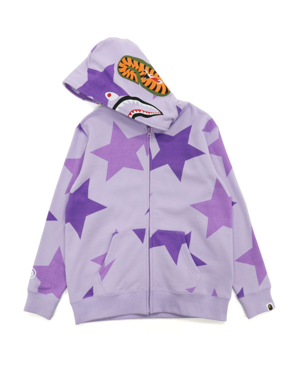 Sudadera Con Capucha Bape STA Pattern Shark Full Zip Mujer Morados | 034589-IFA