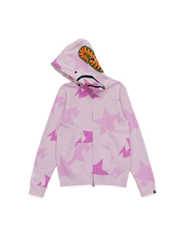 Sudadera Con Capucha Bape STA Pattern Shark Zip Niños Rosas | 071352-GVE