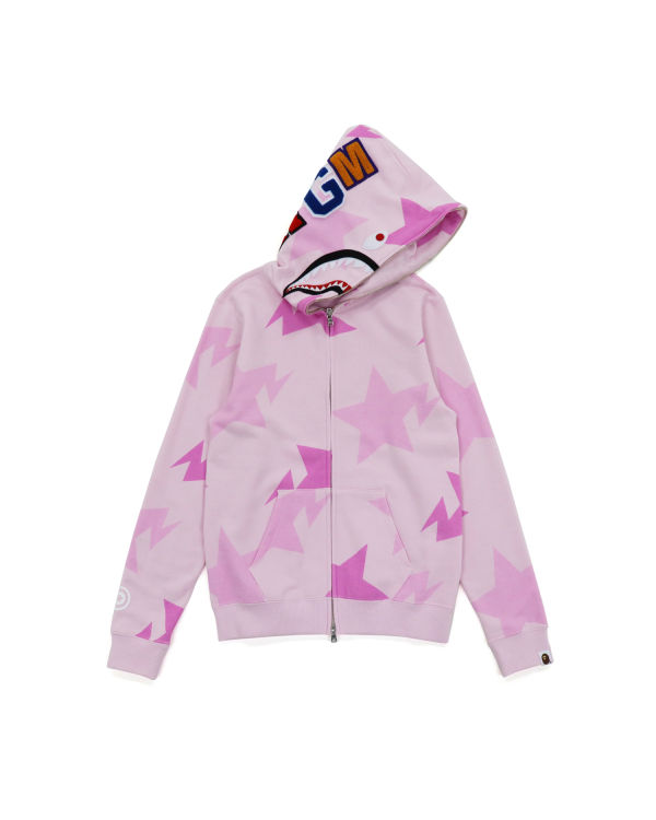 Sudadera Con Capucha Bape STA Pattern Shark Zip Niños Rosas | 071352-GVE