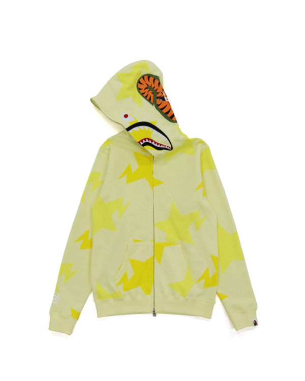 Sudadera Con Capucha Bape STA Pattern Shark Zip Niños Amarillos | 203859-ZAD