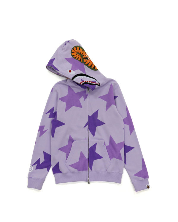 Sudadera Con Capucha Bape STA Pattern Shark Zip Niños Morados | 842501-MQE